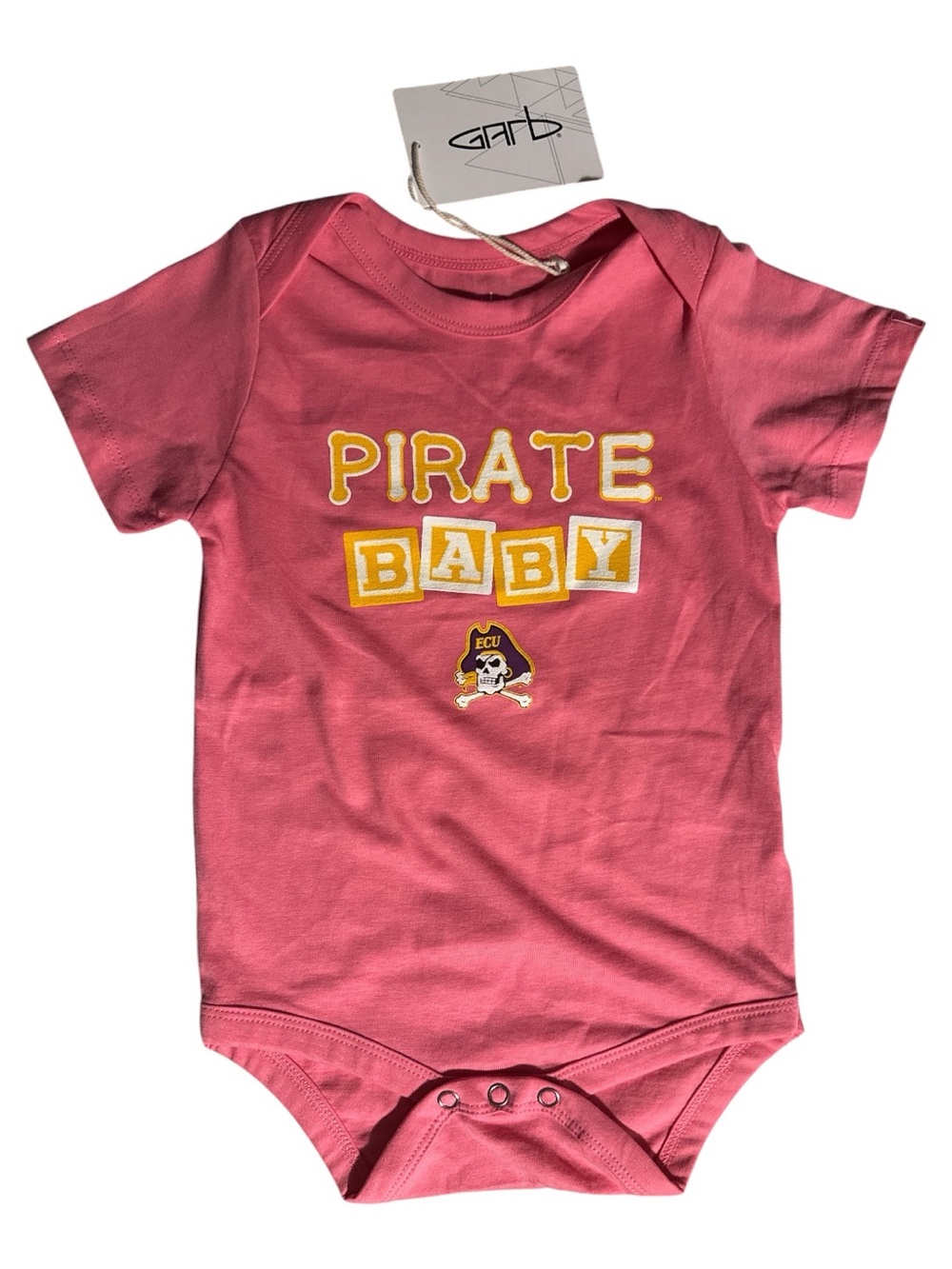 Eastern Carolina University OFFICIAL Fan Garb Onesie 6-12M Pink Pirate Baby